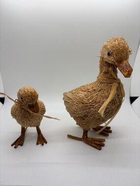 Sisal Straw Duck Duckling Pair VTG